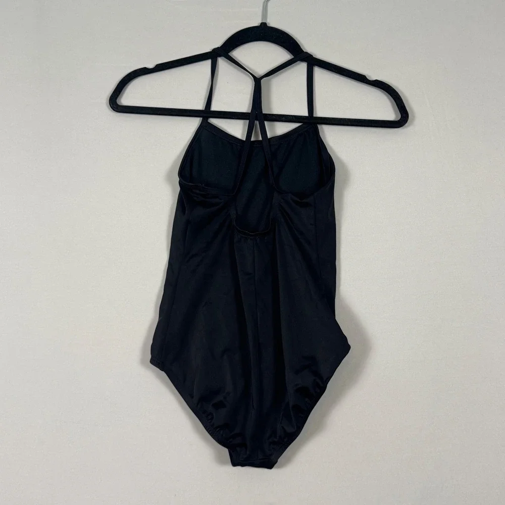 Nike Swimsuit Set Girls Size 10-12 Black & Blue Abstract One Piece Excellent